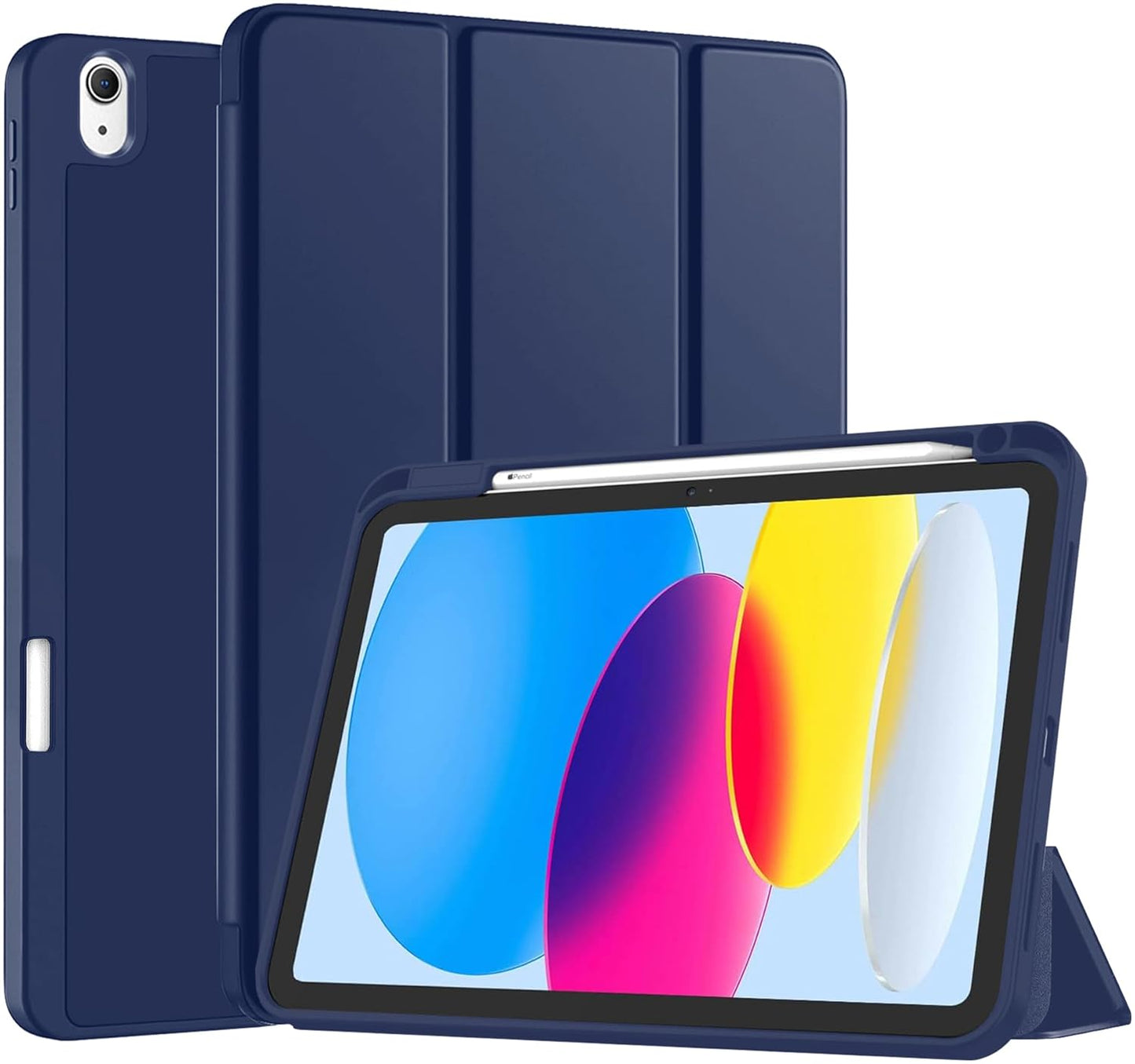 Robustrion Cover for iPad 11th Generation (A16) / 10th Gen Cover Case with [Auto Sleep Wake] [Right Side Pencil Holder] [Soft Back] (2022/2025), Case for iPad 11th 11"/ 10th 10.9" - Navy