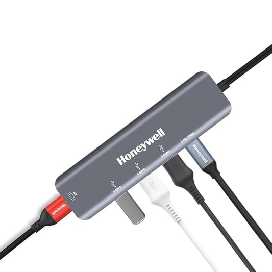 Honeywell New Launch 5-in-1 Type C Docking Station with 4K HDMI Port, 3xUSB 3.0 Port & Type C 3.0 PD 100W, for All Type C Devices- Windows/MacBook, On-The-Go Feature