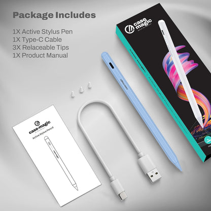 iPad Pencil Active Stylus Pen with Palm Rejection,Tilt Sensor, High Precision Tip| for iPad 2018-2025 iPad(6/7/8/9/10) Air(3/4/5/M2) Pro 11"(1/2/3/4) Pro 12.9"(3/4/5/6/M4) Mini (6/5)(Blue)