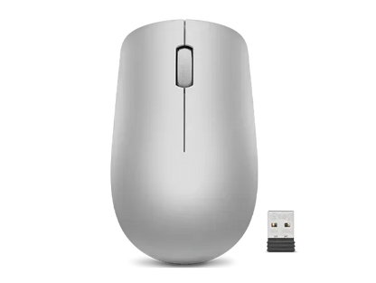 Lenovo 530 Wireless Mouse (Platinum Grey): Ambidextrous, Ergonomic Mouse, Up to 8 Million clicks for Left and Right Buttons, Optical Sensor 1200 DPI, 2.4 GHz Wireless Technology via Nano USB Receiver