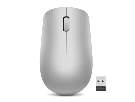 Lenovo 530 Wireless Mouse (Platinum Grey): Ambidextrous, Ergonomic Mouse, Up to 8 Million clicks for Left and Right Buttons, Optical Sensor 1200 DPI, 2.4 GHz Wireless Technology via Nano USB Receiver