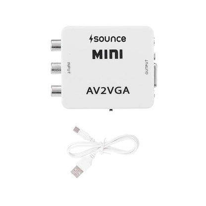 Sounce AV RCA to VGA Adapter Audio Video Converter,Composite AV to VGA 3.5mm TV Video Playing Adapter 1080p with USB Power Cable VCD DVD Projector TV Set Top Box
