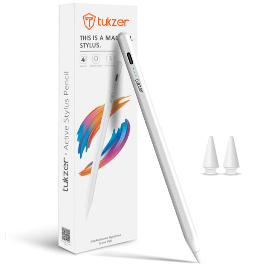 Tukzer Active 2nd Gen Stylus Pen iPad Pencil | Palm Rejection, Tilt Sensor, High Precision| for only iPad 2018 Onwards iPad(6/7/8/9/10) Air(3/4/5) Pro11(1/2/3/4) Pro12.9 (3/4/5/6) Mini(6/5) White