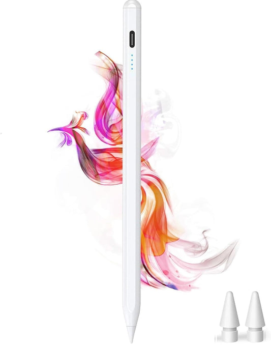 Virtutron Apple Stylus Pen for iPad| Tilt Sensitivity| Palm Rejection |Type C Charging| Compatible for iPad 2018 Or Later iPad 6/7/8/9/10th Gen, Pro 11&12.9, Mini 6/5, Air 5th/4th/3rd Gen (White)