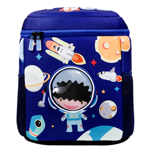 Tukzer Baggita Kids School Bag, Printed Toddler Backpack for Boys Girls, Elementary Preschool Tuition Swimming Travel Multipurpose Bag| Water-Repellent Soft Neoprene (Space Man-Navy Blue)
