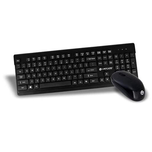 Lapcare ICON Chiclet Wireless Combo WL-201 with Keyboard Stroke Life 10M Clicks| Mouse Switching Life time 3M Clicks| Compact & Egronomic Design| 1 Year Manufacturer Warranty (Black) (IND)