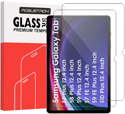 Robustrion 2 Pack Tempered Glass for Samsung Galaxy Tab S9 FE Plus / S9 Plus / S10 Plus / S8 Plus / S7 FE 12.4 inch Screen Protector Guard for Samsung S9 FE+ / S10+ / S9+ / S8+ / S7+/ S7 FE Tablet