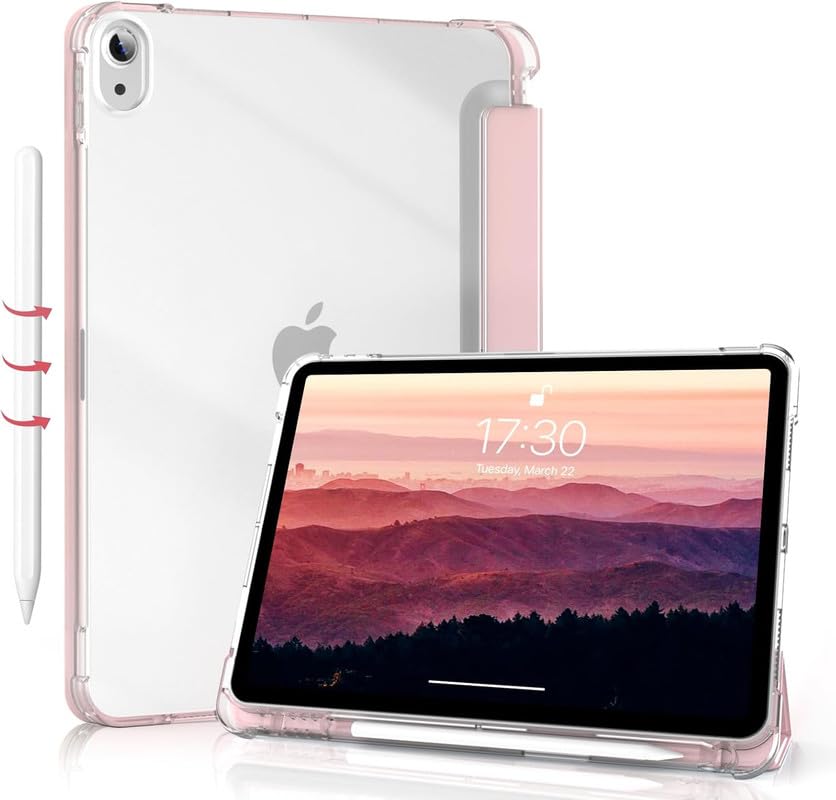 Tablet Case Cover for Apple iPad Pro 11 inch (M5/M4) [Auto Sleep/Wake Cover] [Pencil Holder] [Trifold Stand] [Frosted Back] - Pink