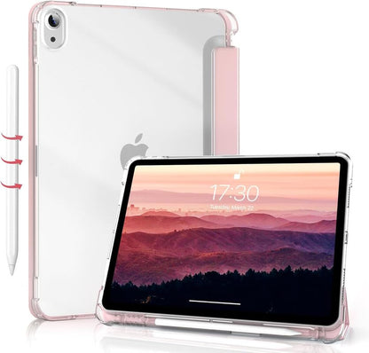Tablet Case Cover for Apple iPad Pro 11 inch (M5/M4) [Auto Sleep/Wake Cover] [Pencil Holder] [Trifold Stand] [Frosted Back] - Pink