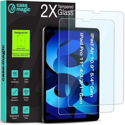 Pack of 2 Tempered Glass for iPad Air 10.9" (5th Gen 2022 & 4th Gen 2020, A2588/A2589/A2591/A2324/A2072/A2325/A2316) | 9H Hardness | HD Clear | Scratch Resistant | Anti-Glare | Bubble Free