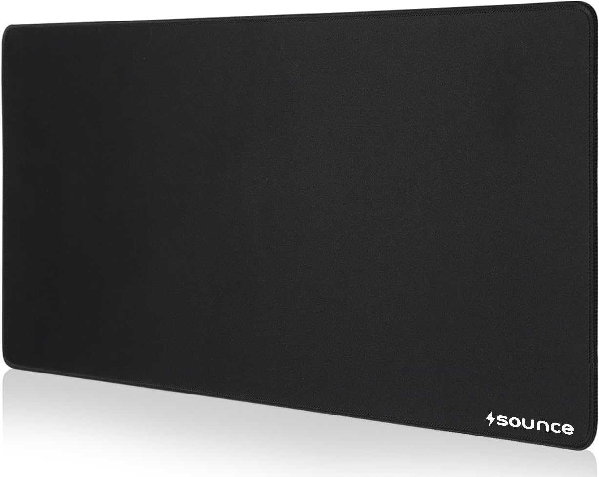 Sounce Mouse Pad Mercerized Surface Anti-fray Edges and Anti-Slip Rubber Base Gaming Mouse Pad a Laptop Desk Mat with Smooth Mouse Control Dimensions 900L x 400B x 2H mm (Black)