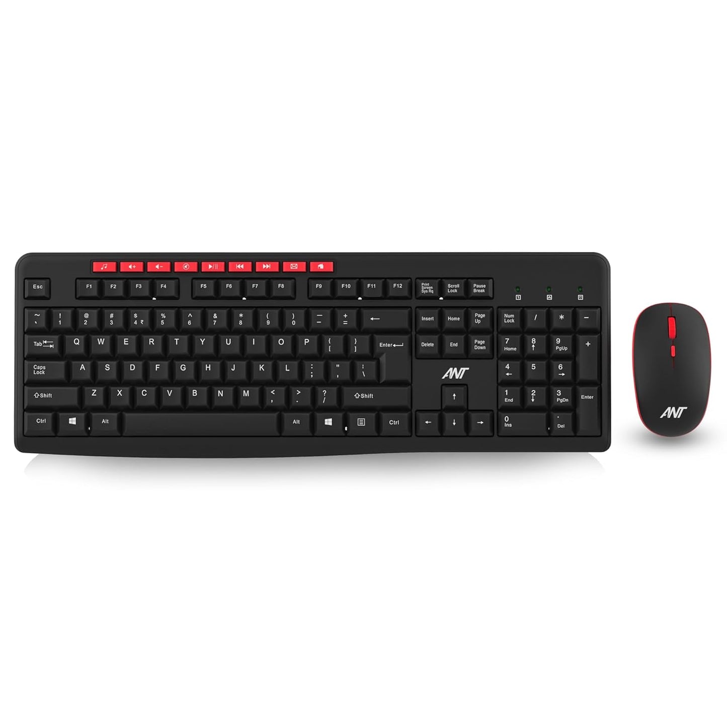 ANT WK200 Nano Wireless Keyboard and Mouse Combo, 2.4 GHz Wireless, Spill-Resistant Design, 9 Multimedia Keys, Upto1600 DPI High Precision, Advanced Optical Sensor for PC Laptops Windows Mac_Black