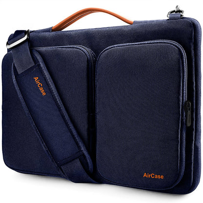 AirCase Office Sling Messenger Bag fits Upto 15.6" Laptop/MacBook, Detachable Shoulder Strap, Water Resistant, Shockproof, Carry Handle with Spacious Pockets, for Men & Women, Blue