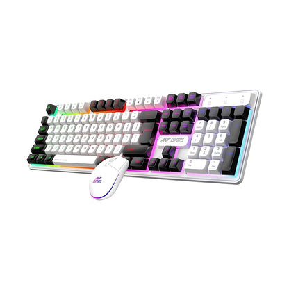 Ant Esports KM1610 LED Gaming Keyboard and Mouse Combo, 104 Keys Rainbow Backlit Keyboard and 7 Colour RGB Mouse for PC Laptop Xbox PS4 Gamers and Work, White