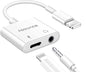 Sounce 2-in-1 Lightning to 3.5mm Audio Jack Adapter with Charging Port | Audio + Charge Splitter for iPhone & iPad | Supports Headphones, Earphones & Calls – White
