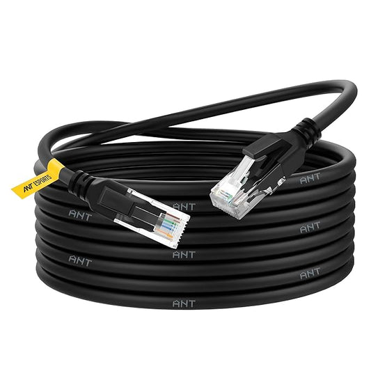 Ant Esports AEC6120 Cat6 Ethernet Cable 550MHZ HighSpeed UTP LAN Cable Network Cable Internet Cable RJ45 Cable LAN Wire Patch Computer Cord Category Gigabit 6 Wires for Modem,Computer,Router_20M Black