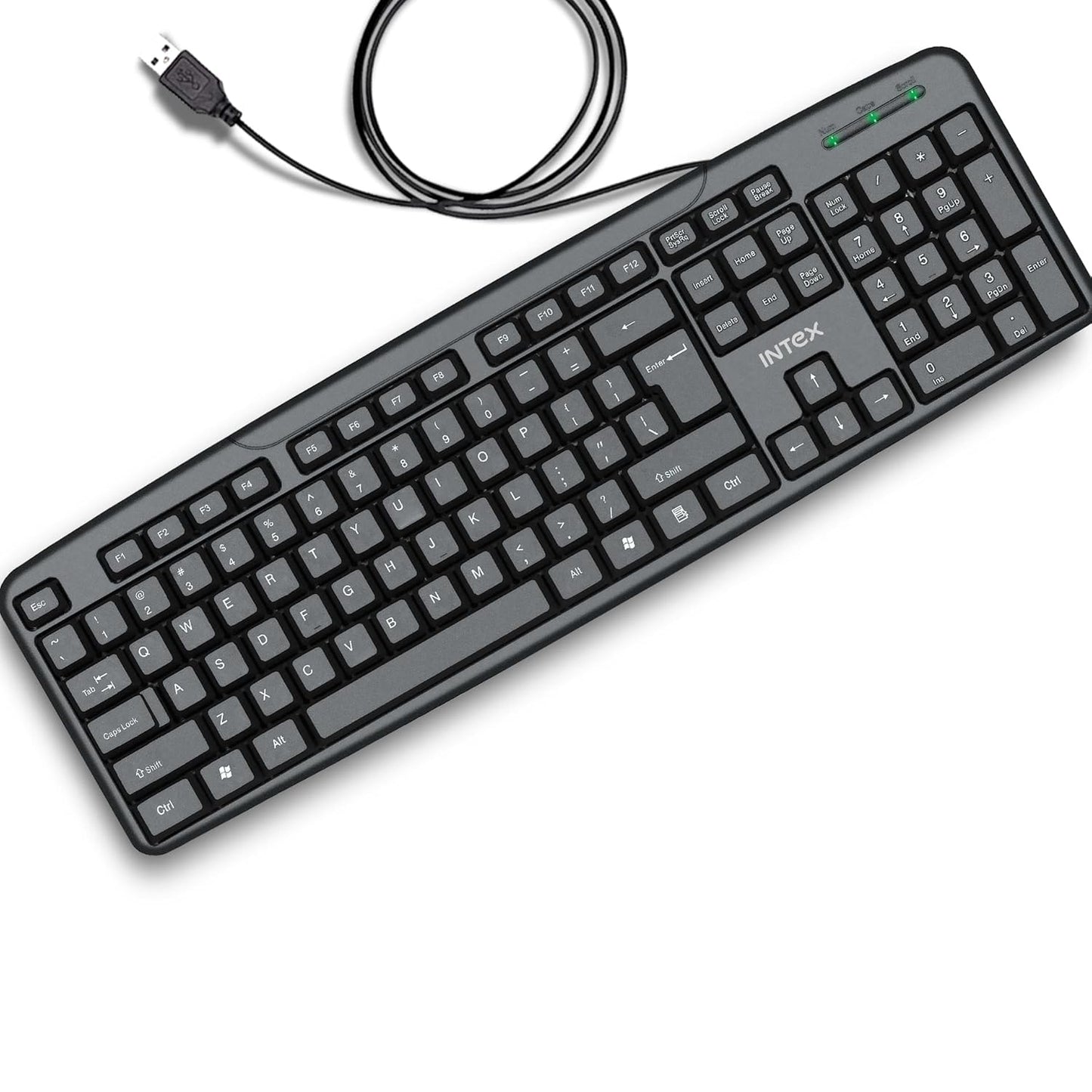 Intex Classy Wired Keyboard with 8 Million Clicks| Anti-Slip | Durable and Strong ABS Material | Retractable Stand | UV Coated Keys | 1.2m Cable (Black)
