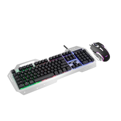 Dyazo Metal Gaming Keyboard & Mouse Combo RGB Static Light| 12 Multimedia Keys | Braided Cable 1.5 Metres (Silver)