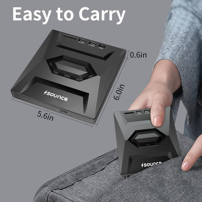 Sounce USB 3.0 & Type C External CD DVD Writer RW Optical Drive CD/DVD ROM +/- RW Burner Drive with SD/TF Card Reader Ports, USB 3.0 to C Hub for Laptop, PC, MacBook, Desktop, Notebook, Black