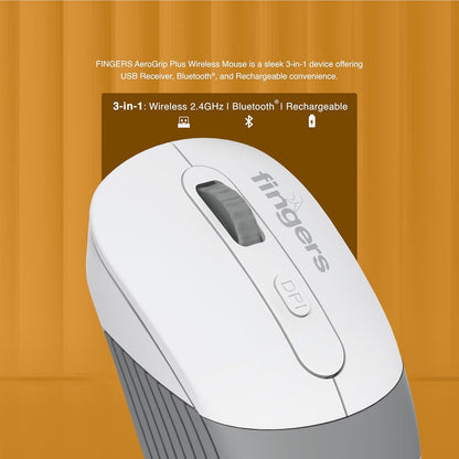 FINGERS AeroGrip Plus Wireless Mouse - 3-in-1