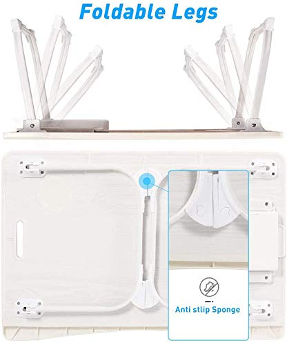 Tarkan Portable Folding Laptop Desk for Bed, Lapdesk with Handle, Drawer, Cup & Mobile/Tablet Holder for Study, Eating, Work (Blue)