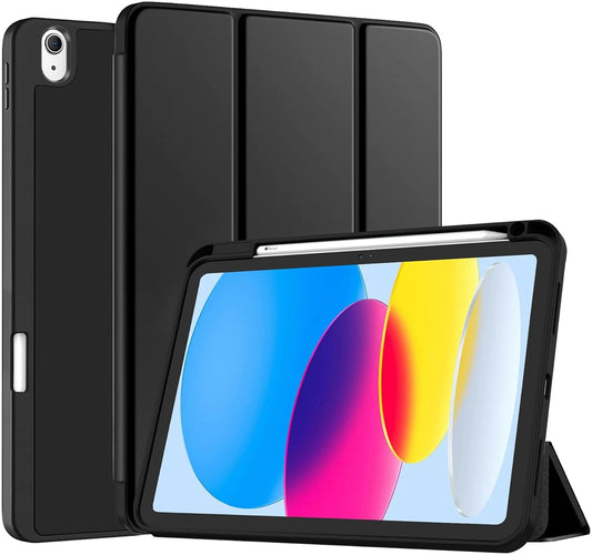 Robustrion Cover for iPad 11th Generation (A16) / 10th Gen Cover Case with [Right Side Pencil Holder] [Auto Sleep Wake] [Soft Back] (2022/2025), Case for iPad 11th 11"/ 10th 10.9" - Black