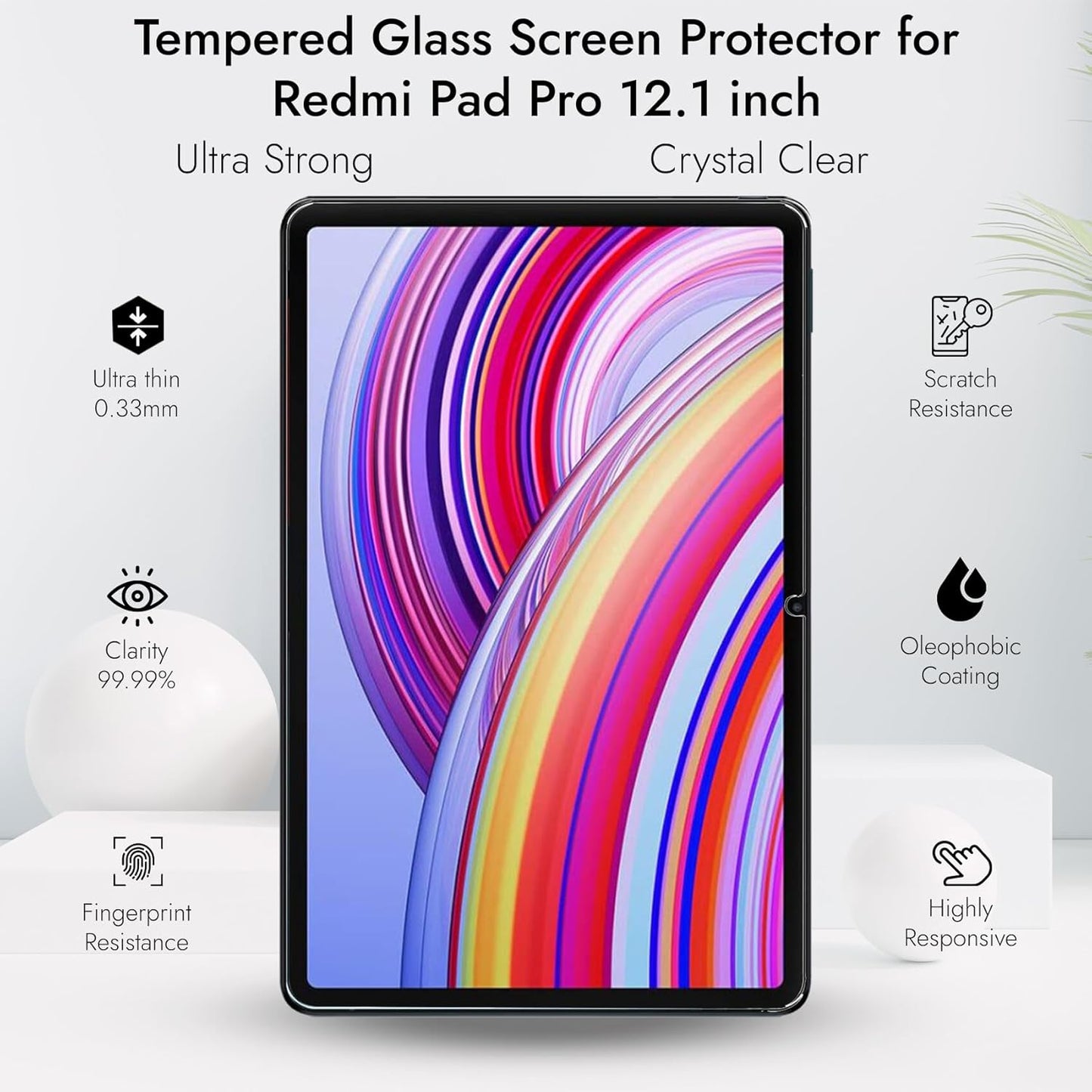 Robustrion 2 Pack Tempered Glass for Redmi Pad Pro 12.1 inch Screen Protector Guard for Redmi Pad Pro 5G 12.1 inch Tablet