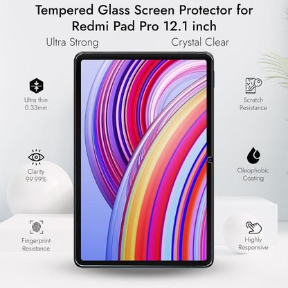 Robustrion 2 Pack Tempered Glass for Redmi Pad Pro 12.1 inch Screen Protector Guard for Redmi Pad Pro 5G 12.1 inch Tablet