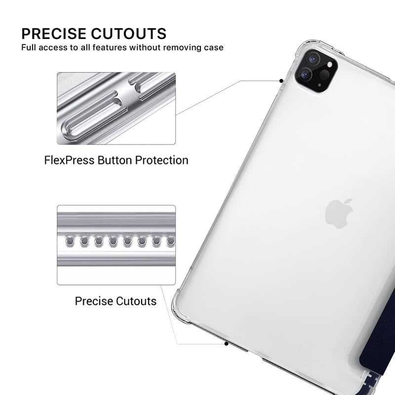 Tablet Case Cover for Apple iPad Air 13 inch (M3/M2) [Auto Sleep/Wake Cover] [Pencil Holder] [Trifold Stand] [Frosted Back] - Blue