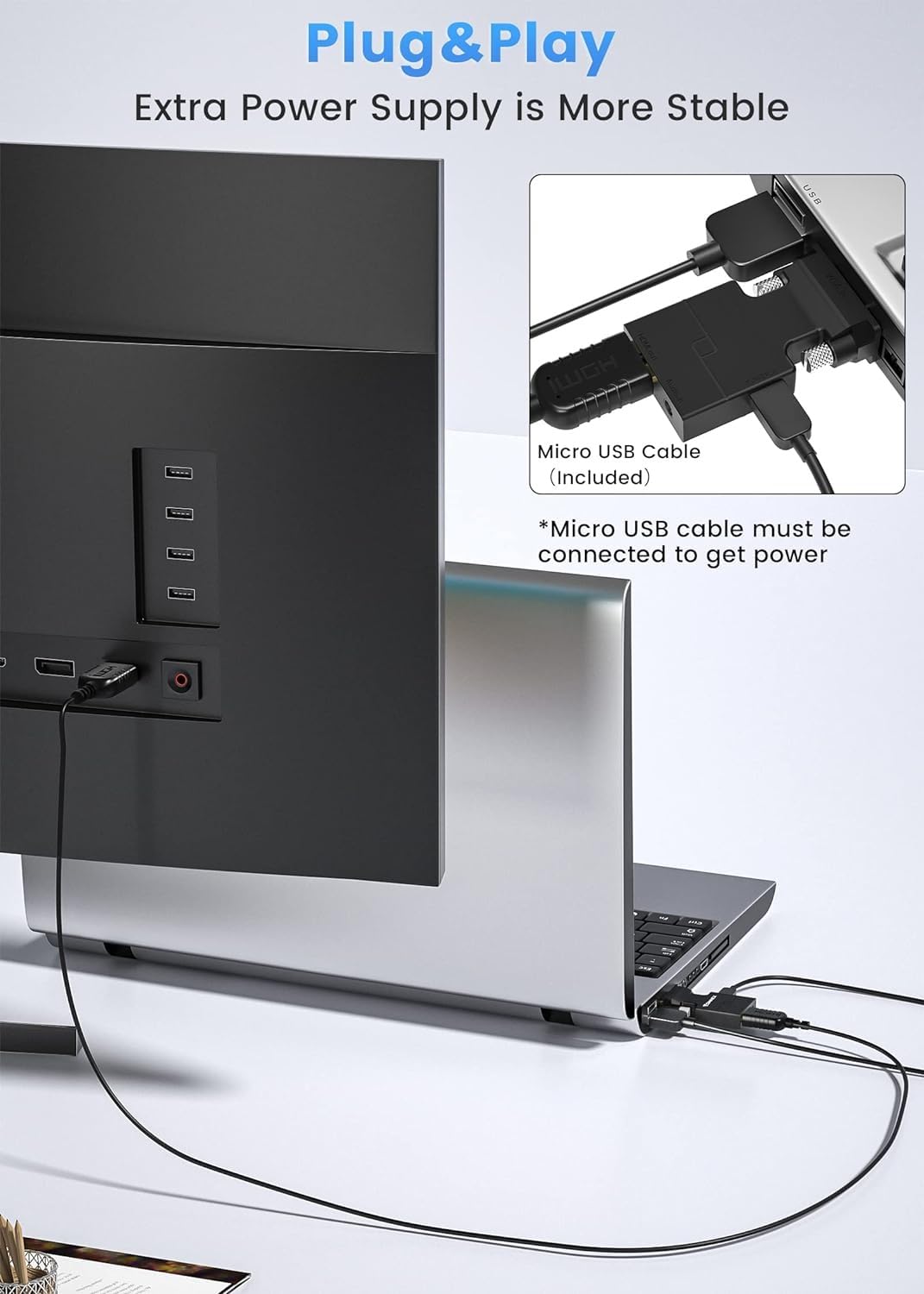 Sounce VGA to HDMI Adapter Converter with Audio,(PC VGA Source Output to TV/Monitor with HDMI Connector), Active Male VGA in Female HDMI 1080p Video Dongle adaptador for Computer,Laptop,Projector