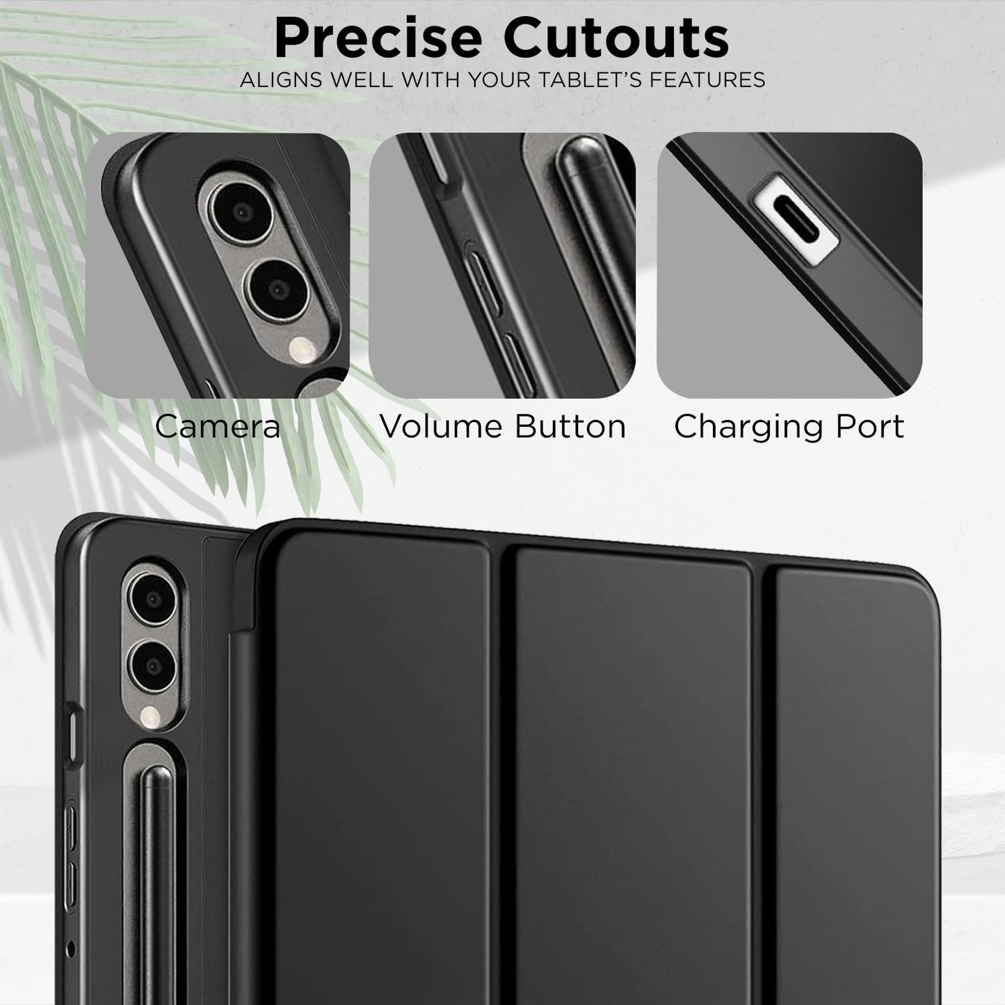 Robustrion Cover for Samsung Galaxy Tab S9 FE+ / Tab S10 Plus/Tab S9 Plus 12.4 inch Cover Case with [S Pen Holder] for Samsung Tab S9 FE Plus / S9+ / S10+ Tablet Cover [Auto Sleep/Wake] - Black