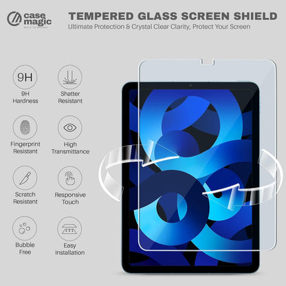 Pack of 2 Tempered Glass for iPad Air 10.9" (5th Gen 2022 & 4th Gen 2020, A2588/A2589/A2591/A2324/A2072/A2325/A2316) | 9H Hardness | HD Clear | Scratch Resistant | Anti-Glare | Bubble Free