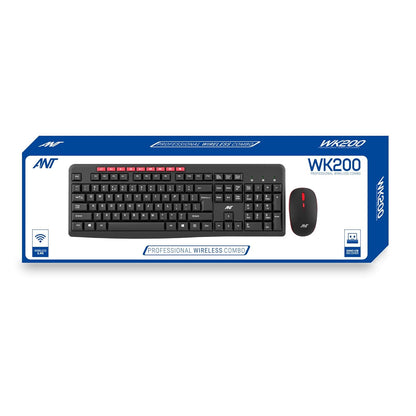 ANT WK200 Nano Wireless Keyboard and Mouse Combo, 2.4 GHz Wireless, Spill-Resistant Design, 9 Multimedia Keys, Upto1600 DPI High Precision, Advanced Optical Sensor for PC Laptops Windows Mac_Black