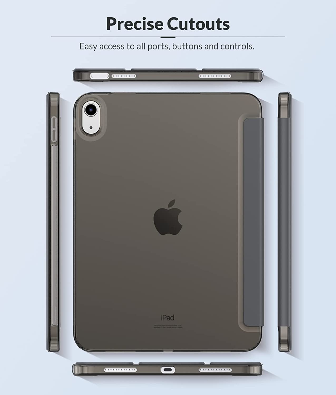 MOCA Case for New iPad (A16) 11th Generation 11 Inch 2025 10th Generation Case 2022, iPad 10.9 with Soft TPU Translucent Frosted Back Cover, Support Touch ID, (10.9 inch 10th gen, Space Grey)