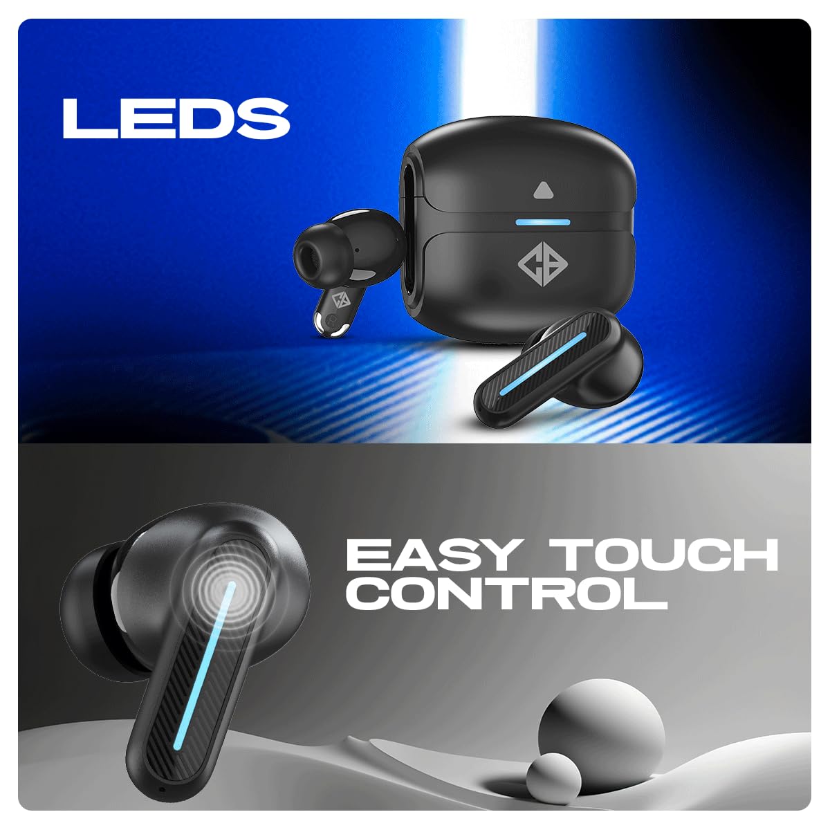 Cosmic Byte CosmoBuds X220 True Wireless Earbuds (TWS), BT 5.3, 40ms Latency GOD Mode™, Music Mode, 40Hrs, DNS, ENC, IPX5, Voice Assistant (Black)