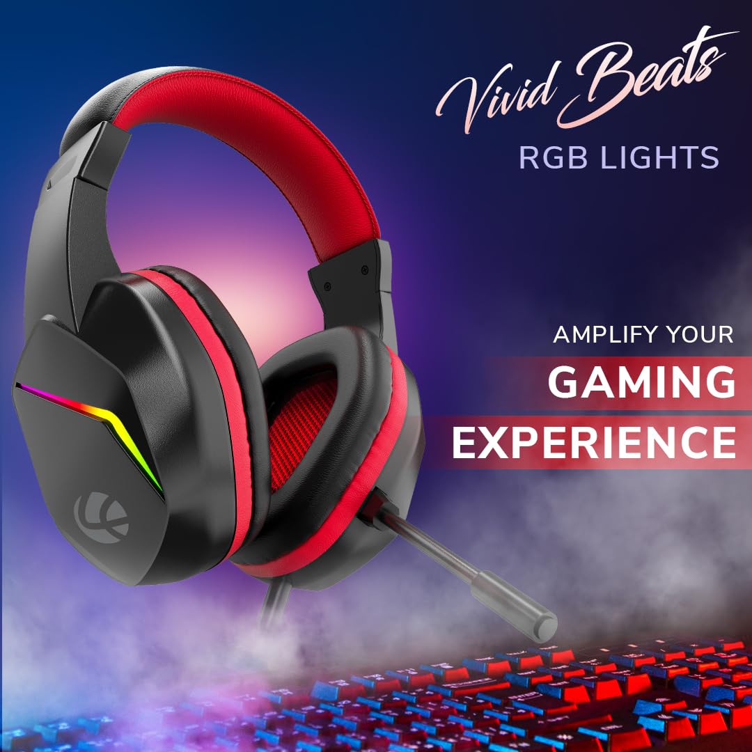 LAPCARE Bunker Gaming Over Ear Headset with RGB Back Lights|40Mm Drivers|3.5Mm+USB Jack|Adujustable Microphone|Light Design&Comfortable|Super Anti Violence&Break|Braided PVC Line(Lhp-210),Black
