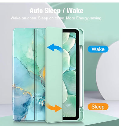 MOCA Case for Xiaomi Pad 5 / Pad 5 11 Pro with Pen Holder,Transparent Hard Shell Back Cover Protective Slim Case for Xiaomi Mi Pad 5 /Pad 5 Pro 11” (Emerald Marble, Xiaomi Pad 5 11 Inch)